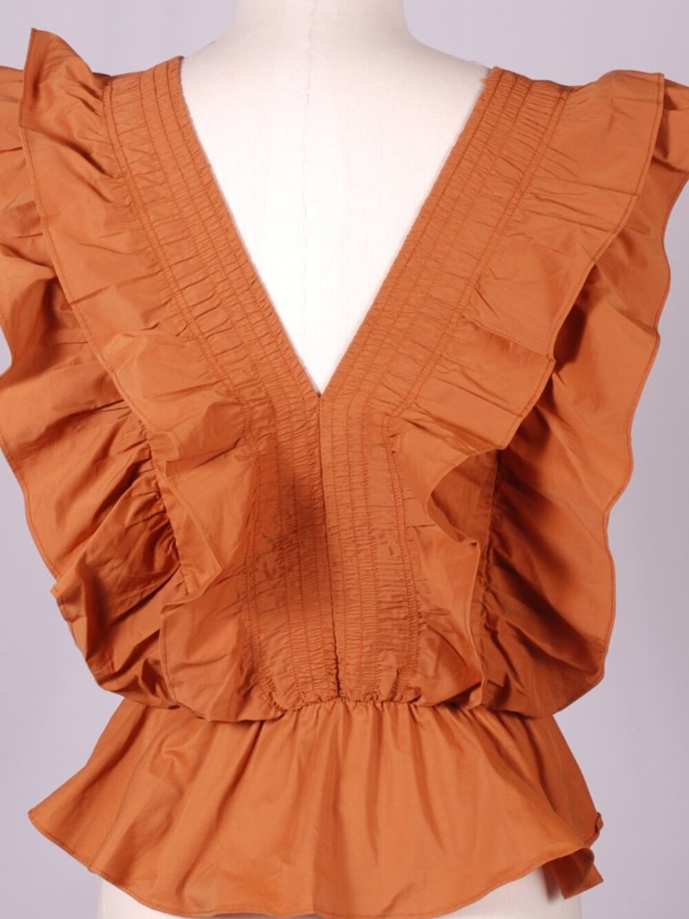 NWOT Strut & Bolt Bolt Orange Ruffle Sleeve Blouse, Sz - M - Picture 4 of 7